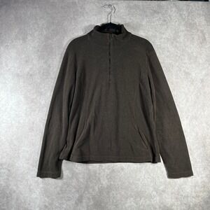 Prana Wensley Sweater Mens Size Large Brown Fleece 1/4 Zip Pullover Top Outdoors